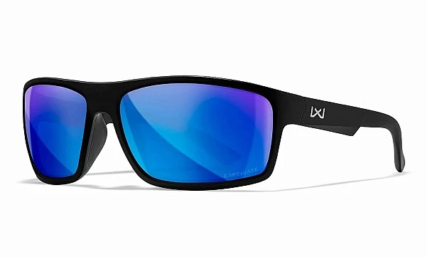 WileyX PEAK Captivate Polarized Blue Mirror Grey Matte Black Frame XL