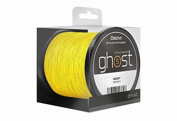 Delphin GHOST 4+1 Sinking Braided Line - Yellow 0,23mm / 13,6kg / 600m