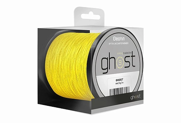 Delphin GHOST 8+1 Sinking Braided Line - Yellow 0,18mm / 9,1kg / 600m