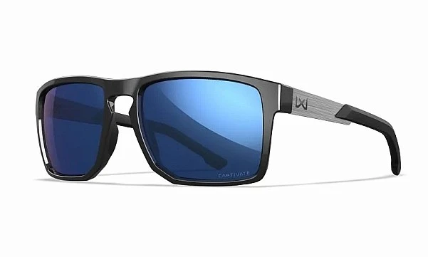 WileyX APEX Captivate Polarized Blue Mirror Grey Gloss Black Frame