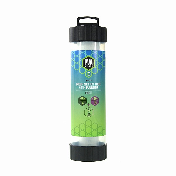 Delphin PVA NTastic Mesh Set on Tube with Plunger - 25mm + 35mm - Fast Melt Delphin PVA NTastic Mesh Set on Tube with Plunger - 25mm + 35mm - Fast Melt