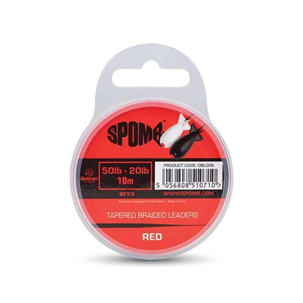 Spomb Tapered Braided Leaders - Redmodelis 50lb - 20lb / 10m - MPN: DBL006