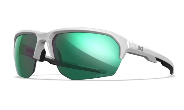 WileyX JAKL Captivate Polarized Green Mirror Polished White Frame
