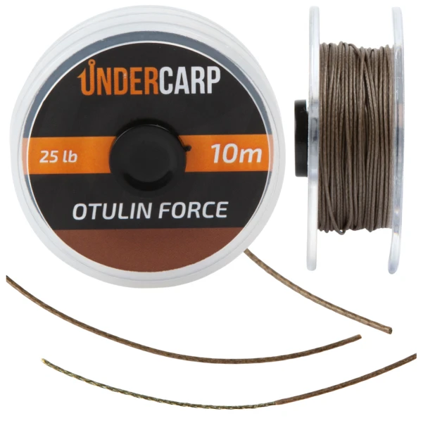 UnderCarp OTULIN FORCE Brown - Plecionka przyponowa w otulinie brązowy / 25lb / 10m