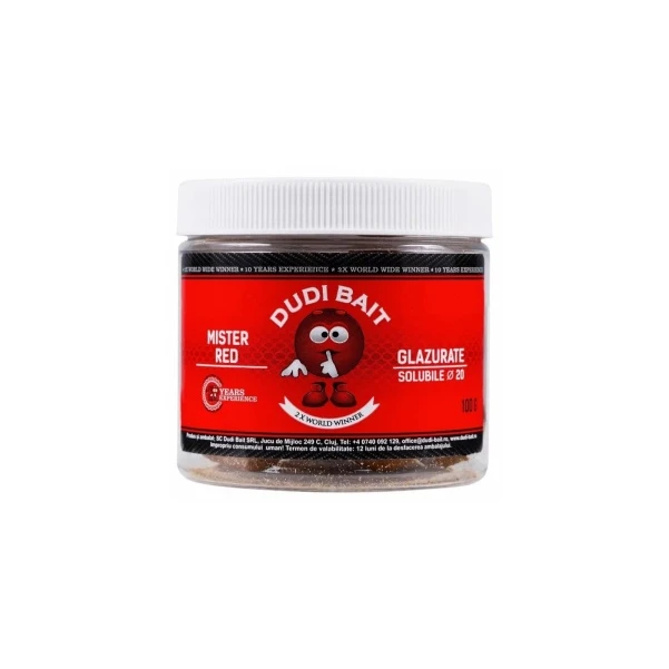 DUDI BAIT Mister Red Super Hot Glazurate SOLUBLE Hookbaits 20mm