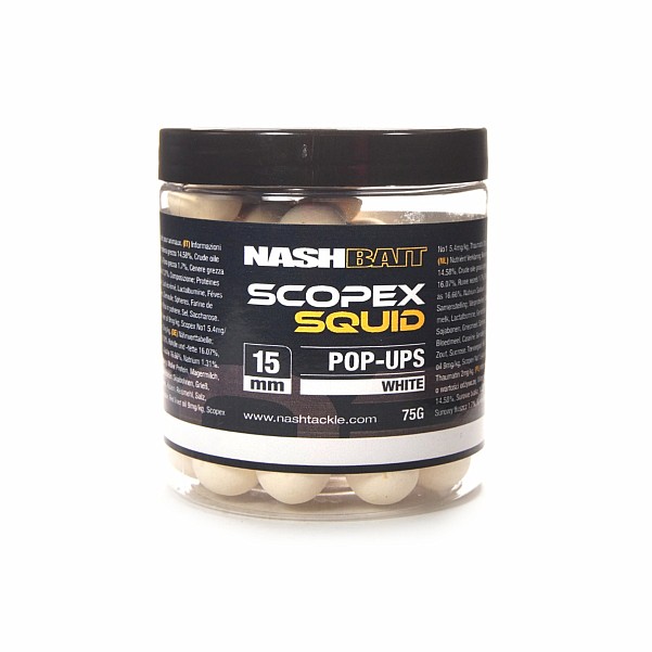 Nash Pop Ups White - Scopex Squid rozmiar 15 mm / 75g - MPN: B6841 - EAN: 5055108868415