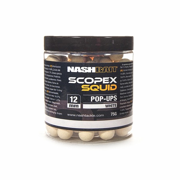 Nash Pop Ups White - Scopex Squid rozmiar 12 mm / 50g - MPN: B6840 - EAN: 5055108868408