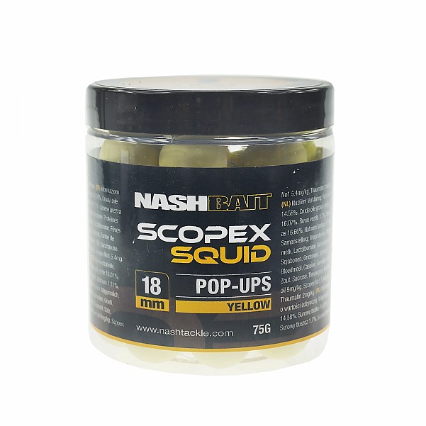 Nash Pop Ups Yellow - Scopex Squid rozmiar 18 mm / 75g - MPN: B6838 - EAN: 5055108868385