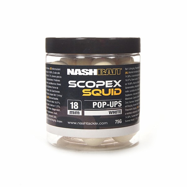 Nash Pop Ups White - Scopex Squid rozmiar 18 mm / 75g - MPN: B6843 - EAN: 5055108868439