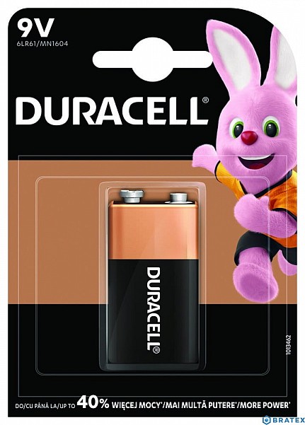 DURACELL  - 9V elem - MPN: 6LR61 - EAN: 5000394125308