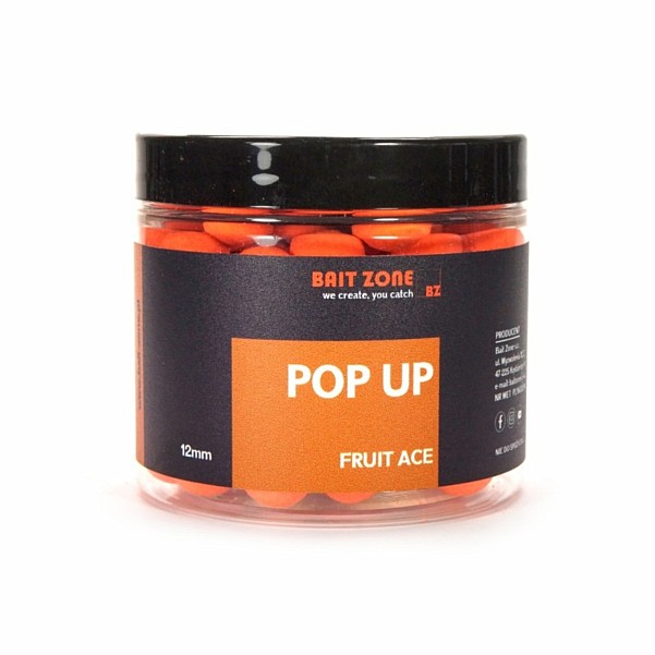 Bait Zone Pop Up Boilies Fruit Acerozmiar 12mm / 250ml - MPN: BZPOPFA12 - EAN: 200000045593