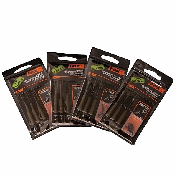 Fox 30lb Submerge Lead Clip Leaders Kit Gravelly Brown
