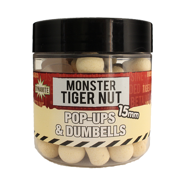 DynamiteBaits Fluro White Pop-Ups & Dumbells - Monster Tiger Nut velikost 15 mm - MPN: DY957 - EAN: 5031745215263