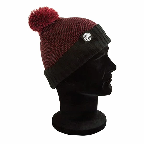 Fox CHUNK Burgundy Black Bobble Hat