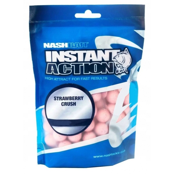 NEW Nash Instant Action Strawberry Crush Bottom Bait 200g - Kulki Proteinowe NEW Nash Instant Action Strawberry Crush Bottom Bait 200g - Kulki Proteinowe