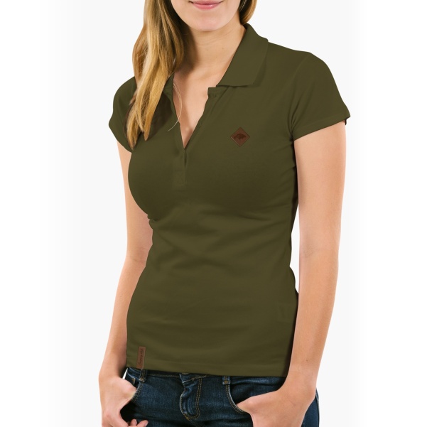 Rockworld - Camiseta polo khaki para mujer