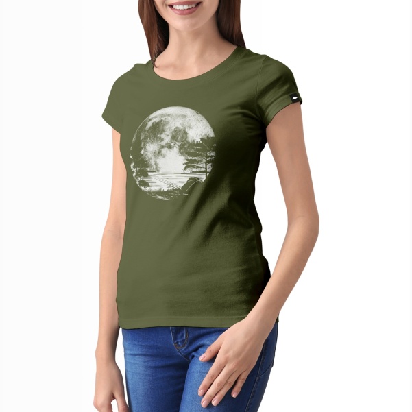 Rockworld T-Shirt Full Moon Zielony Damski