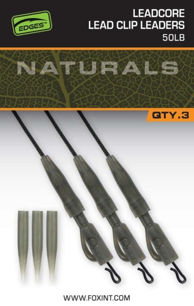 Fox EDGES Naturals Leadcore Power Grip Lead Clip Leaders 50lb Fox EDGES Naturals Leadcore Power Grip Lead Clip Leaders 50lb