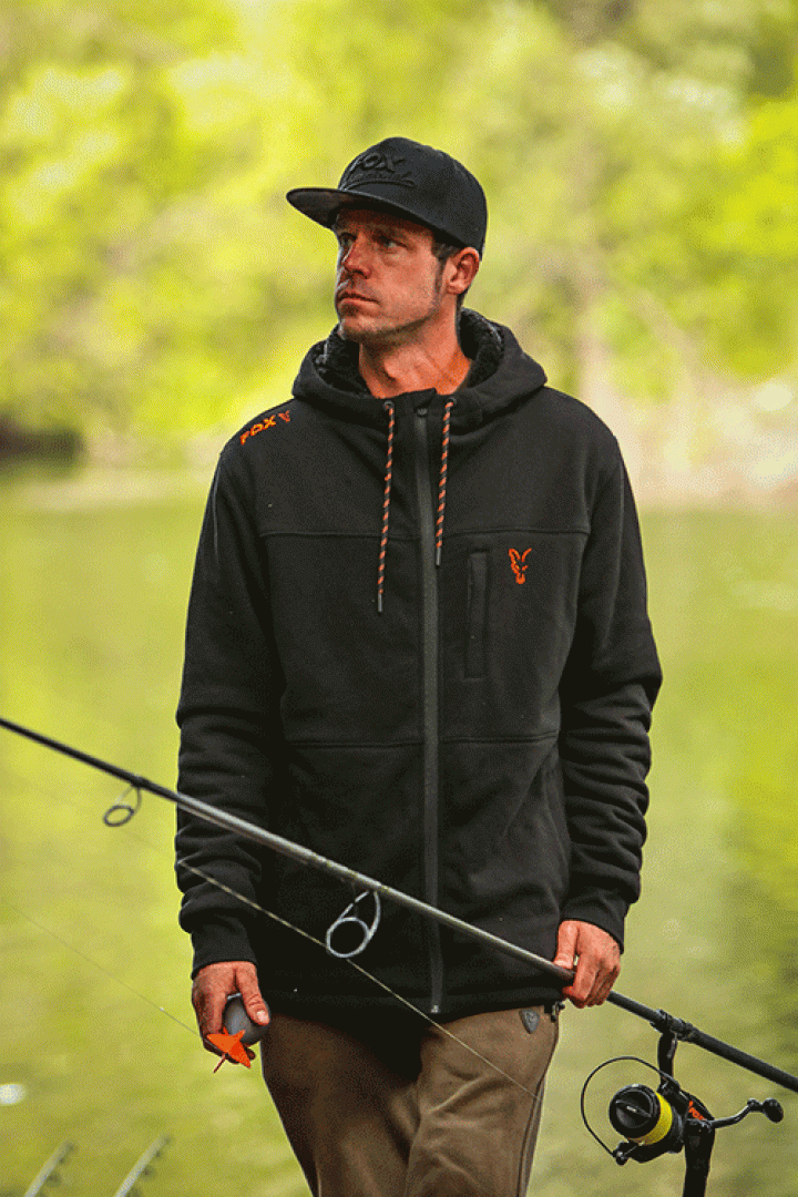 Fox Collection Sherpa Hoody Black Orange