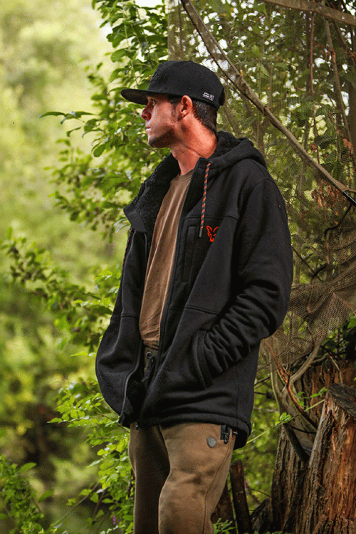 Fox Collection Sherpa Hoody Black Orange