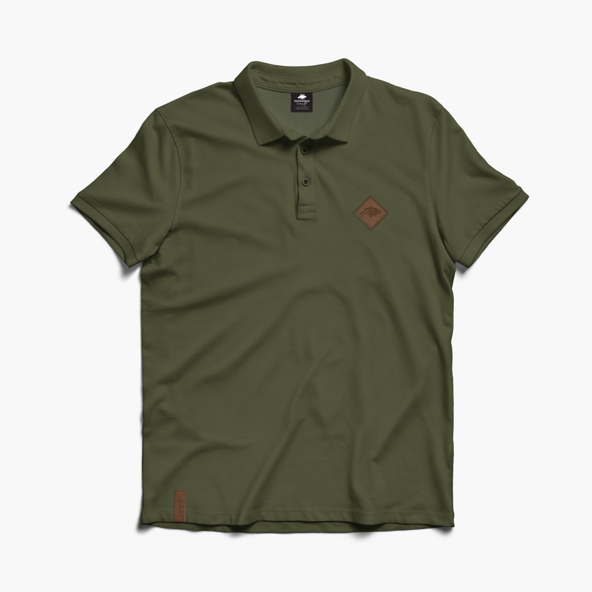 Rockworld - Camiseta polo para hombre en color caqui