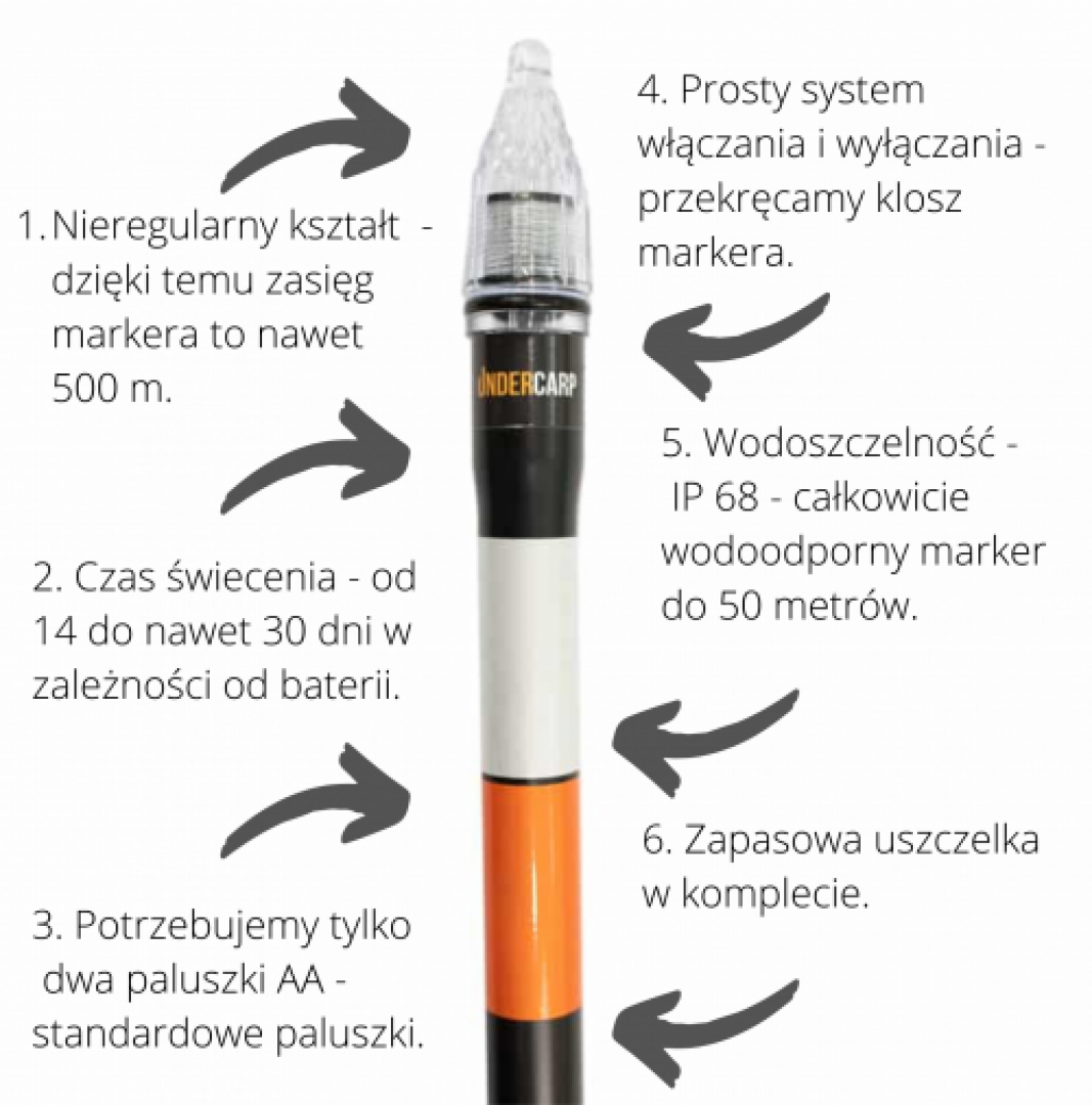 UnderCarp - Marker karpiowy z czujnikiem zmierzchu 6m