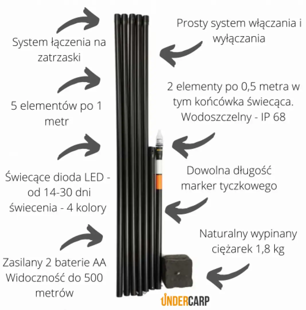 UnderCarp - Marker karpiowy z czujnikiem zmierzchu 6m