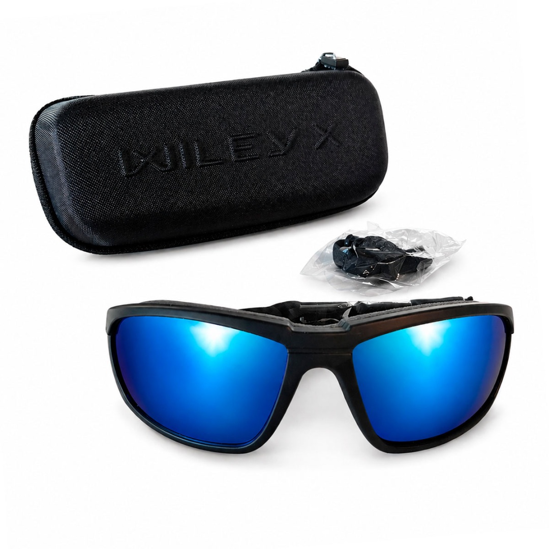 WileyX BOSS Captivate Pol Blue Mirror Smoke Grey Matte Black Frame