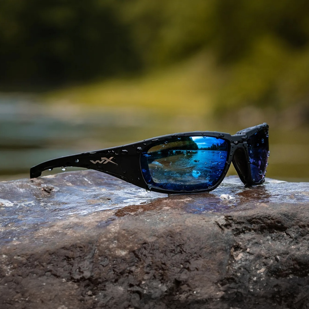 WileyX BOSS Captivate Pol Blue Mirror Smoke Grey Matte Black Frame