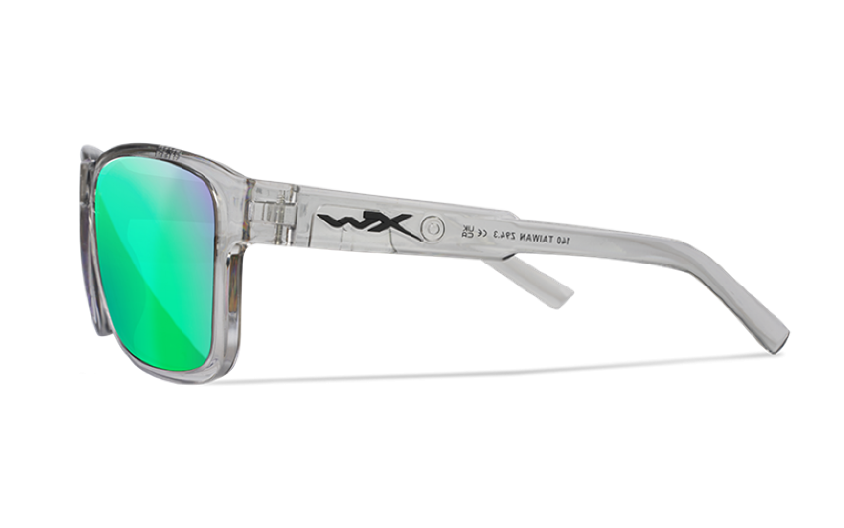 WileyX TREK Captivate Polarized Green Mirror Amber Gloss Crystal Light Grey Frame