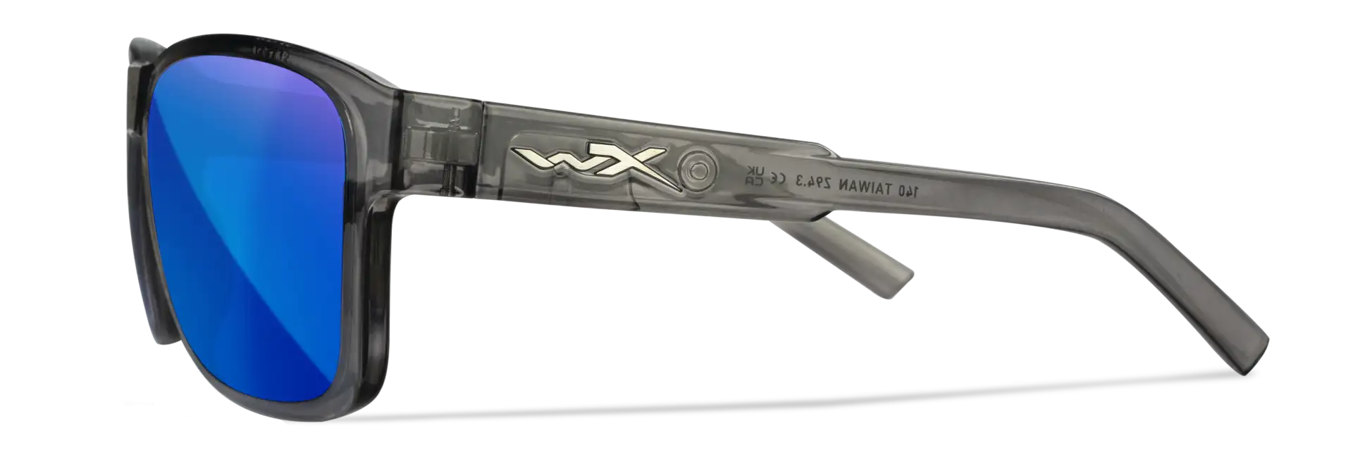 WileyX TREK Captivate Polarized Blue Mirror Smoke Grey Gloss Crystal Dark Grey Frame
