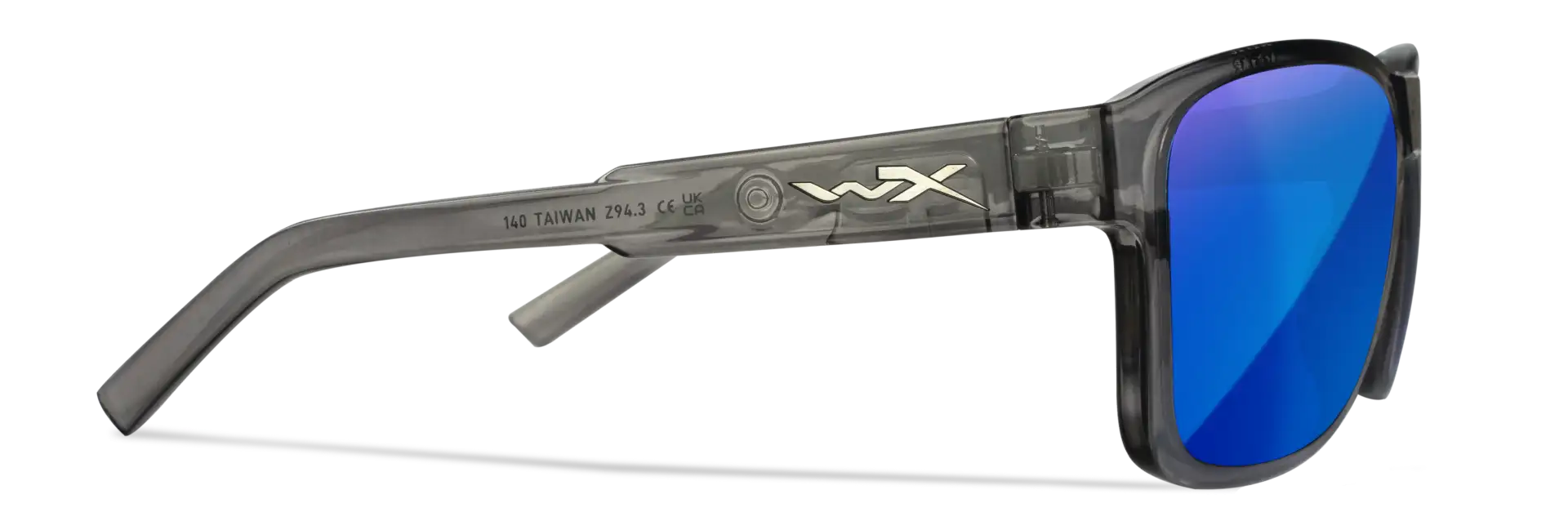WileyX TREK Captivate Polarized Blue Mirror Smoke Grey Gloss Crystal Dark Grey Frame