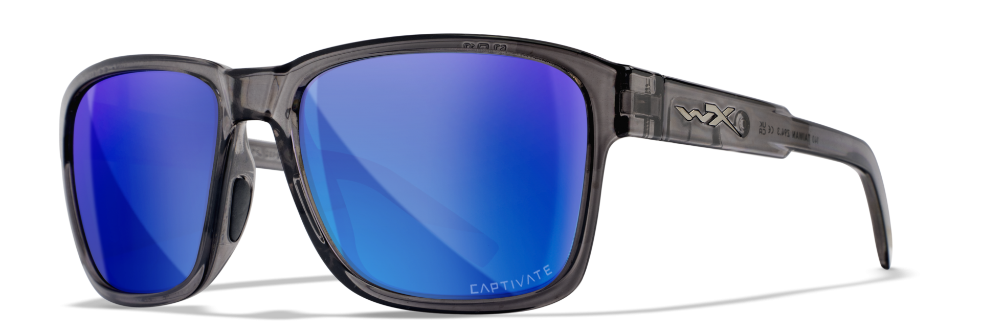 WileyX TREK Captivate Polarized Blue Mirror Smoke Grey Gloss Crystal Dark Grey Frame