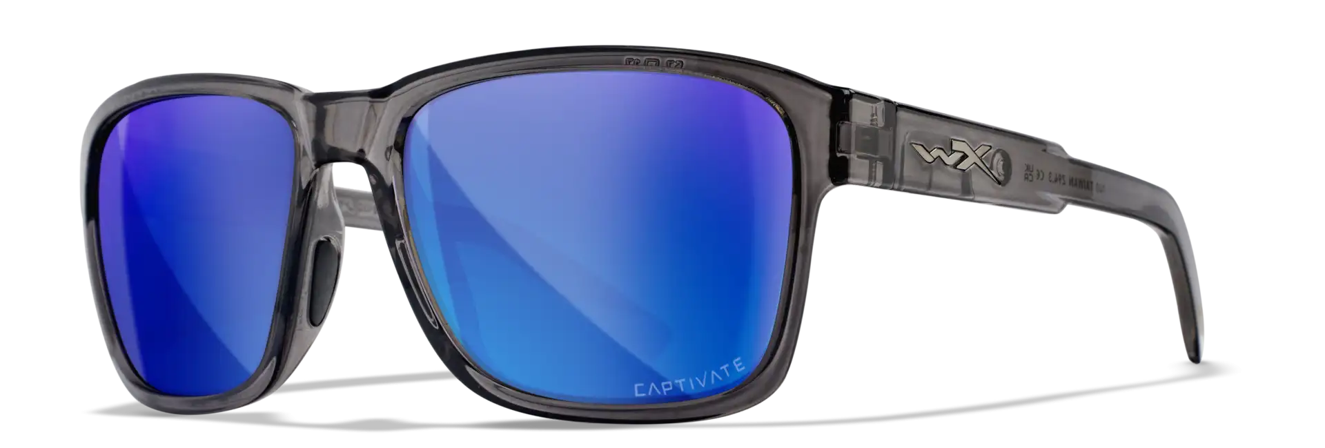 WileyX TREK Captivate Polarized Blue Mirror Smoke Grey Gloss Crystal Dark Grey Frame