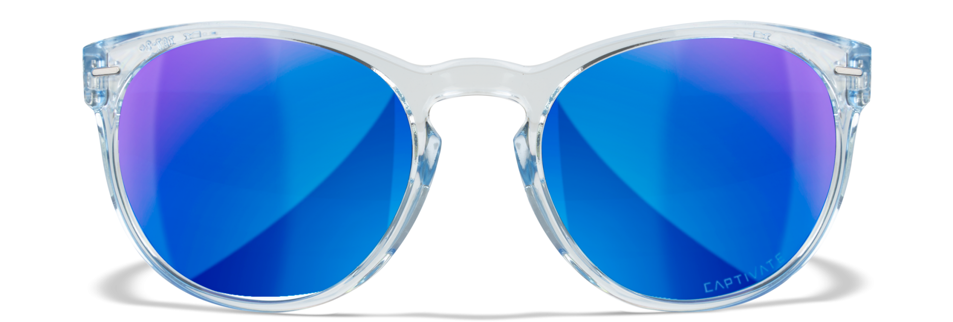 WileyX COVERT Captivate Polarized Blue Mirror Smoke Grey Gloss Crystal Light Sapphire Blue Frame