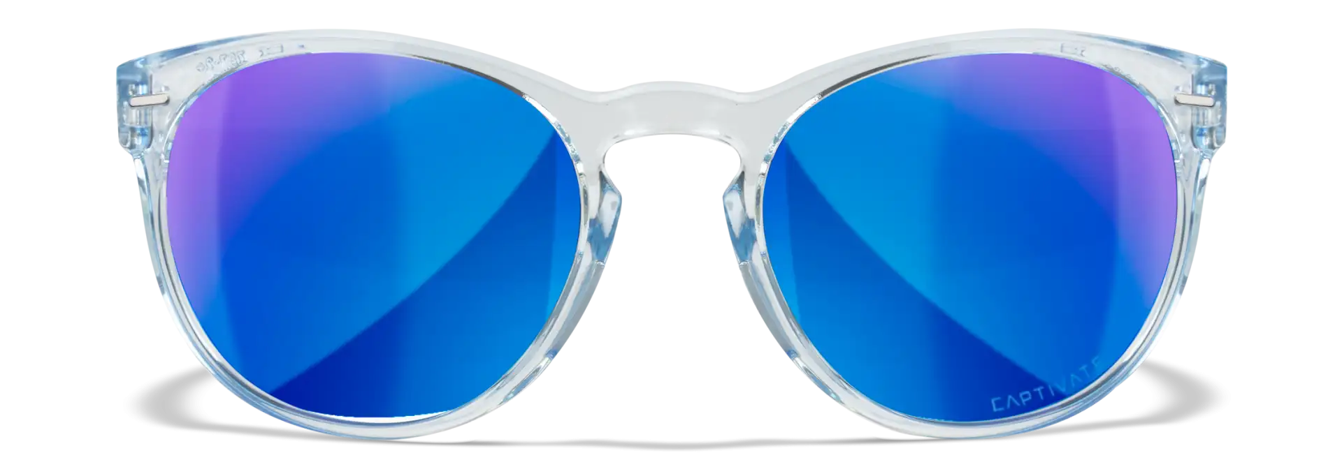 WileyX COVERT Captivate Polarized Blue Mirror Smoke Grey Gloss Crystal Light Sapphire Blue Frame