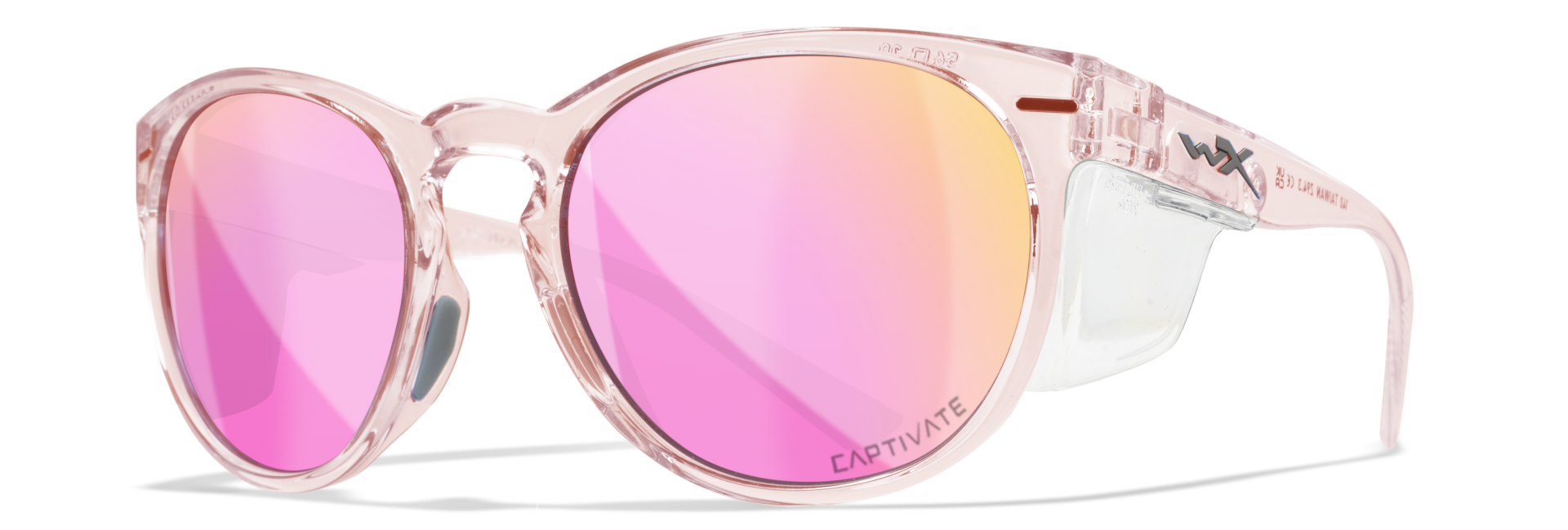 WileyX COVERT Captivate Polarized Rose Gold Mirror Smoke Green Gloss Crystal Blush Frame