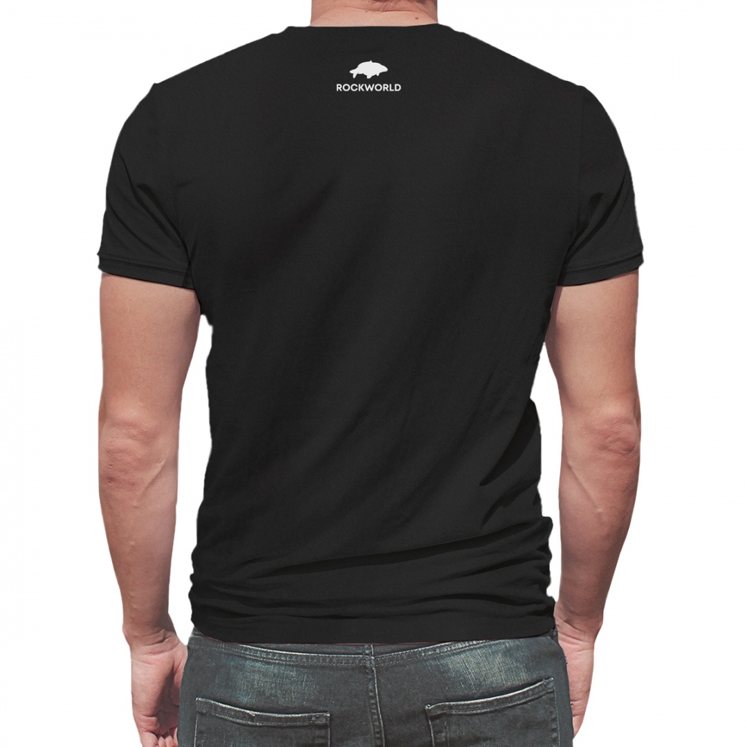 Rockworld - Camiseta para hombre negra con contorno de carpa