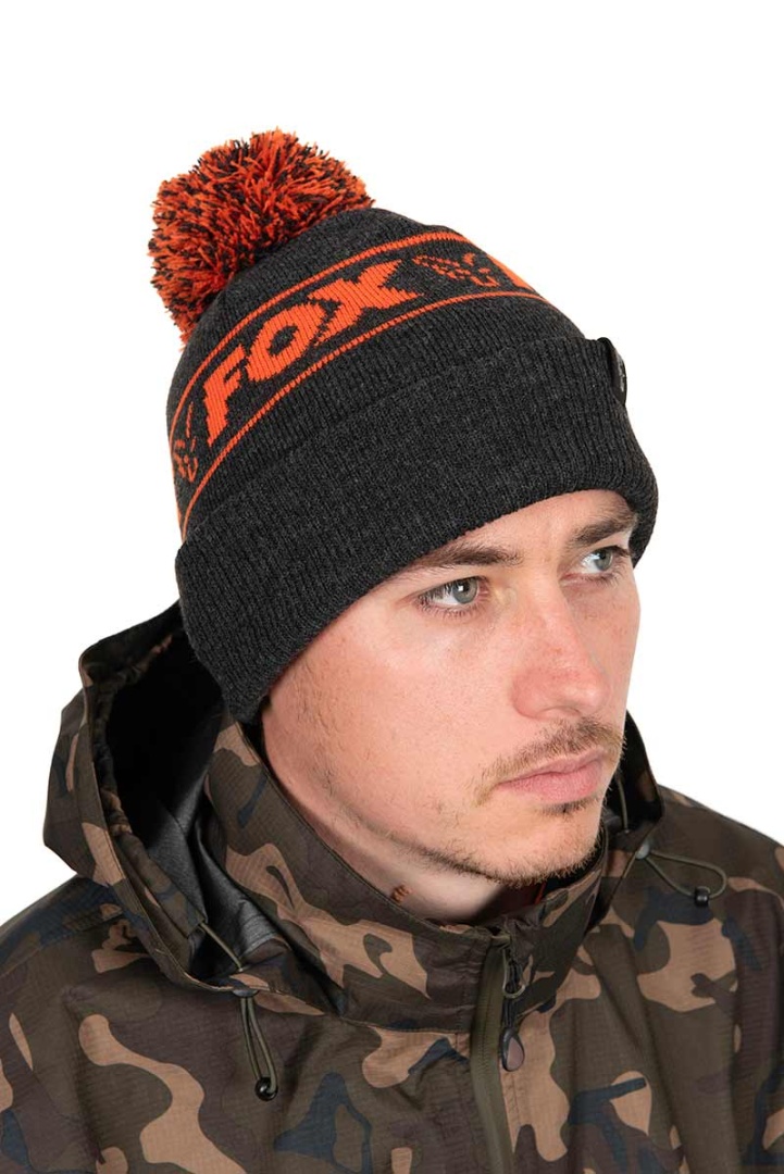 Fox Collection Bobble Hat - Black & Orange