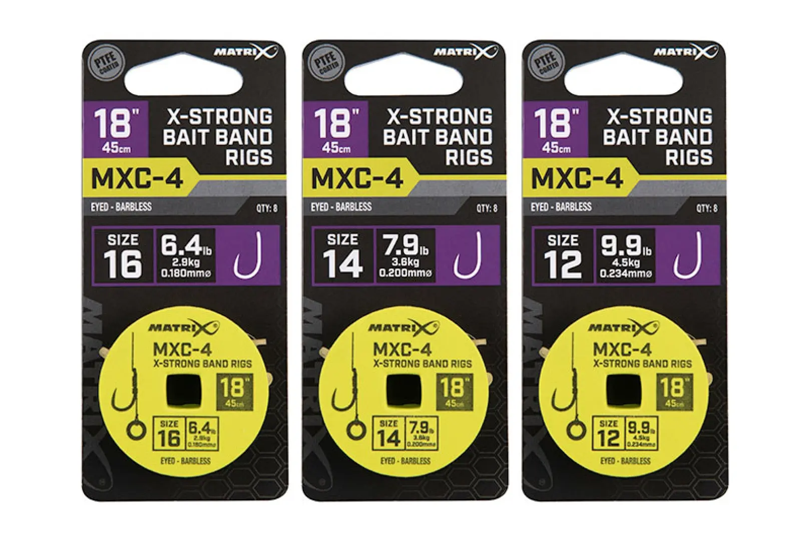 Matrix MXC-4 Barbless X-Strong Bait Bands Rigs - 45cm