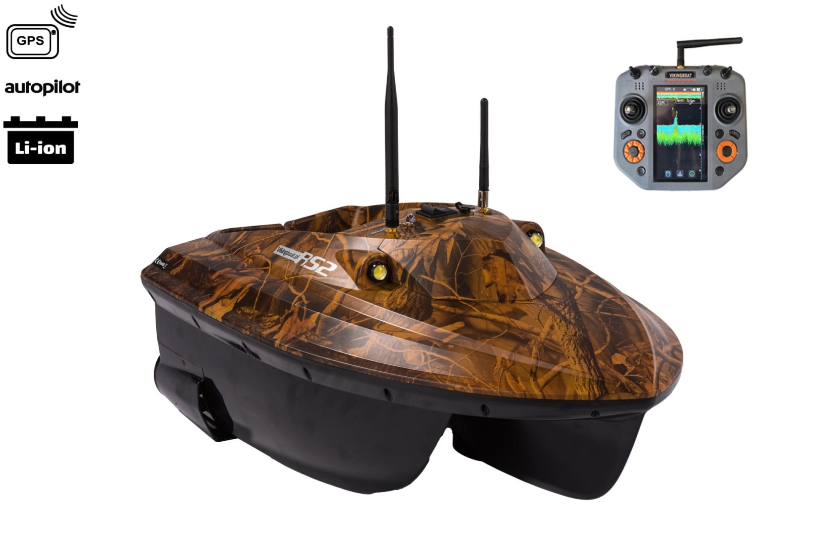 Viking Boat RS2 CAMO - (Fishfinder All in One with Remote)