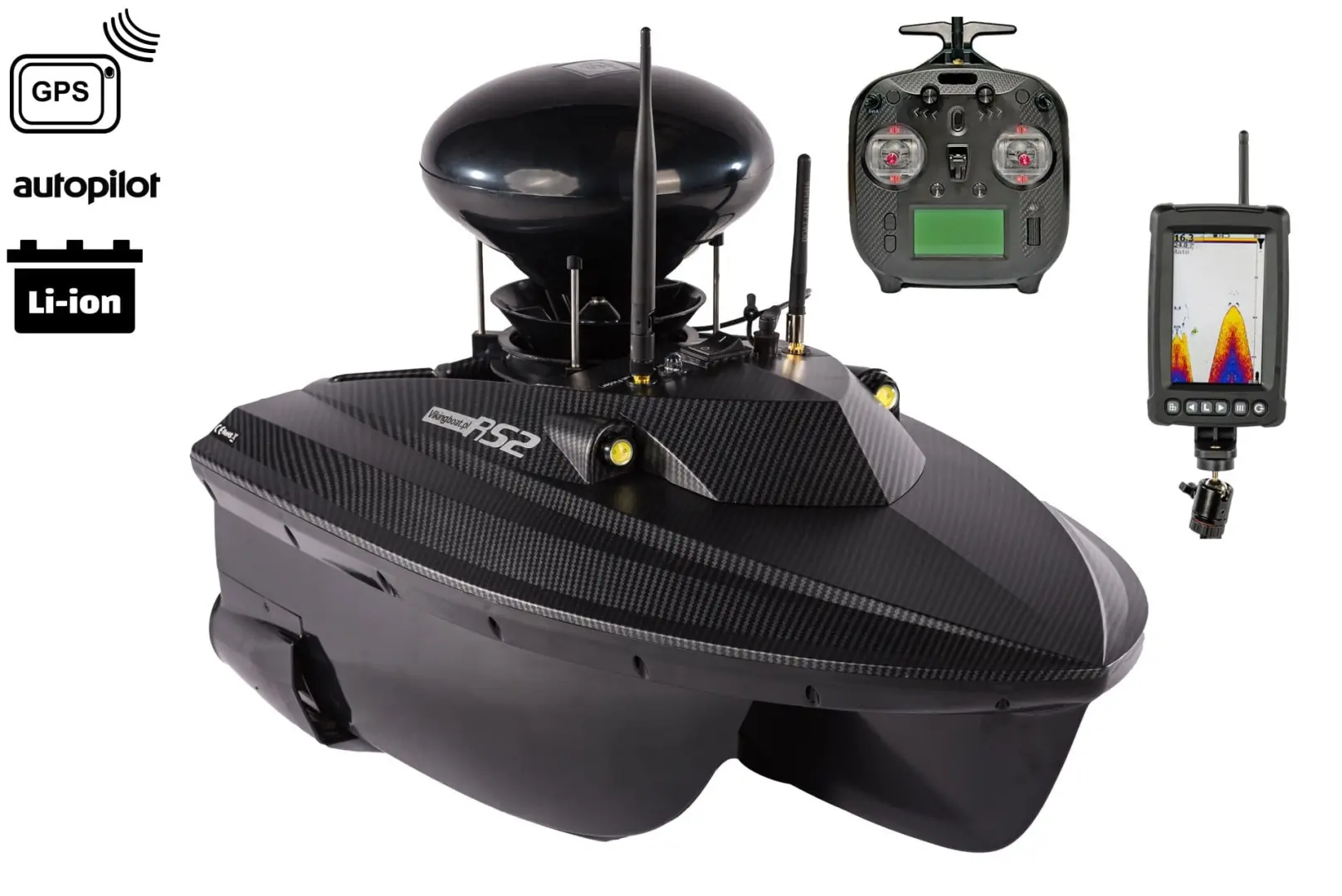 Viking Boat RS2 Carbon - (Aido atgarsinis T600 + Šėryklos išbarstytuvas)