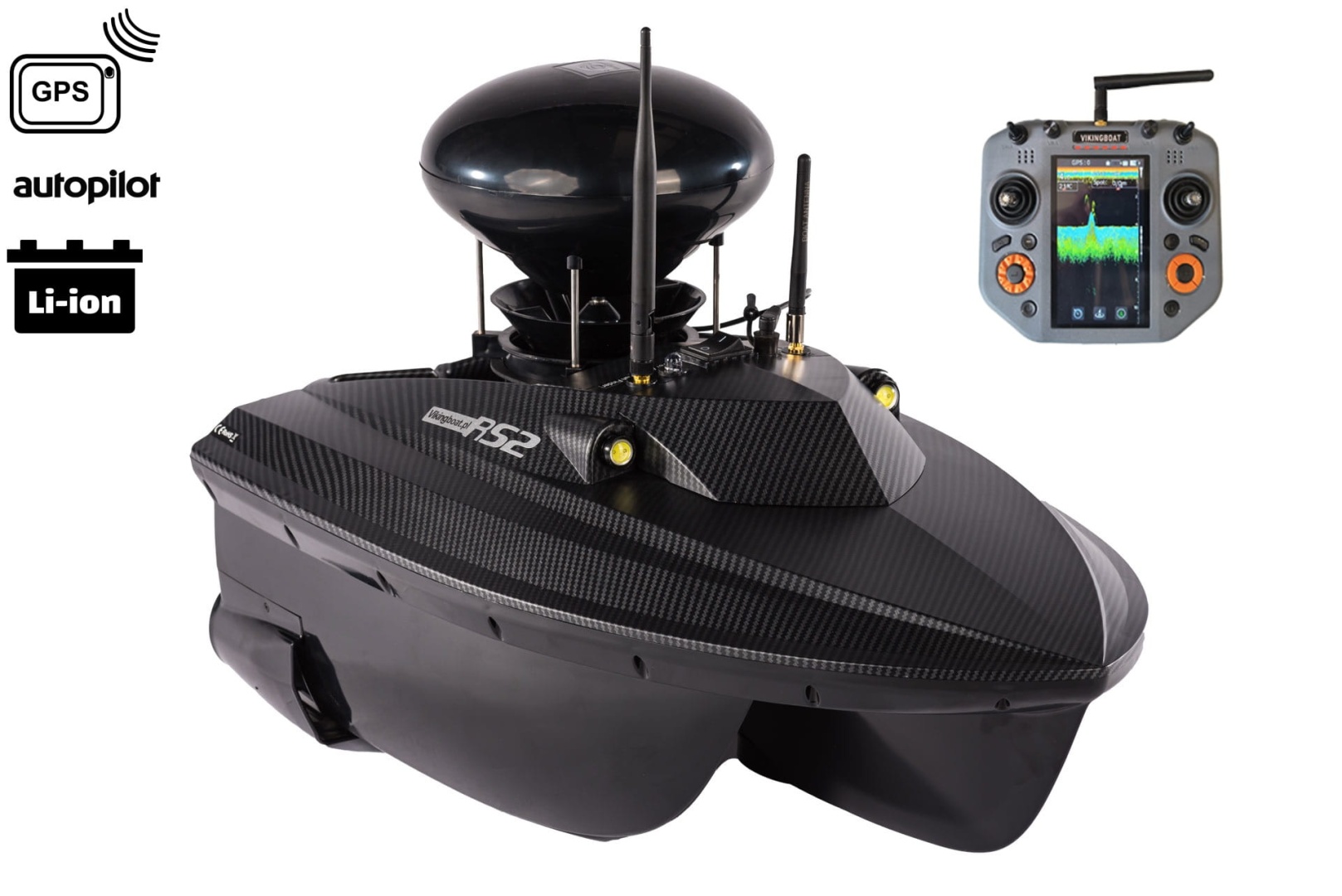 Viking Boat RS2 Carbon - (Echo Sounder All in One with Pilot + Bait Spreader)