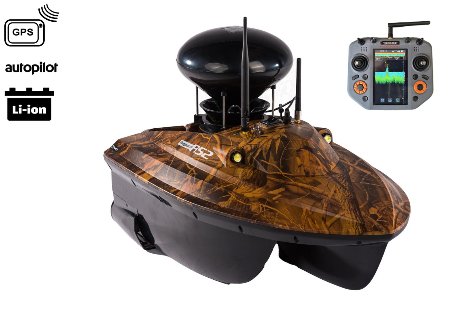 Viking Boat RS2 CAMO - (Echo Sounder All in One in Remote + Bait Spreader)