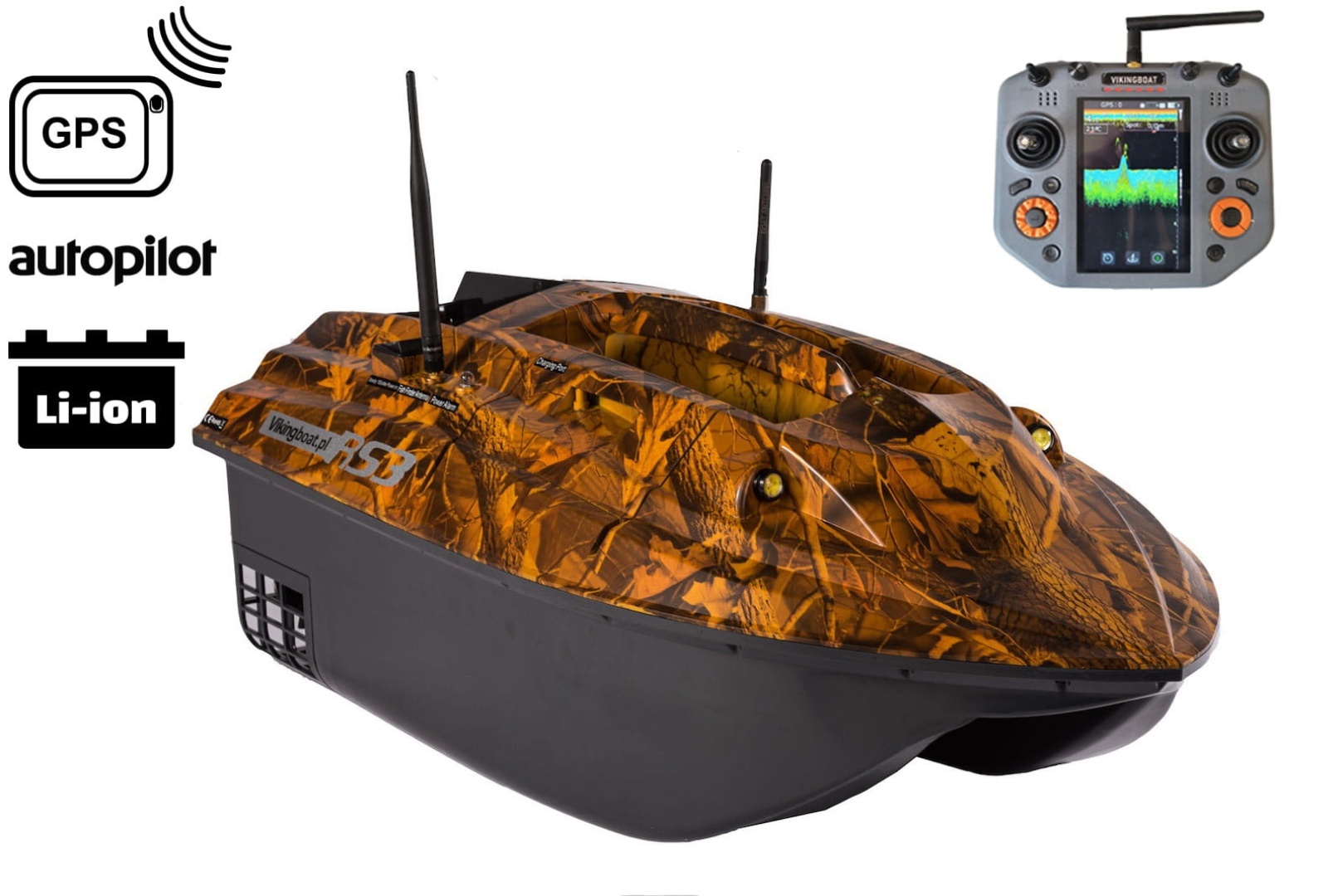 Viking Boat RS3 CAMO - (Minden egyben halradar távirányítóval)