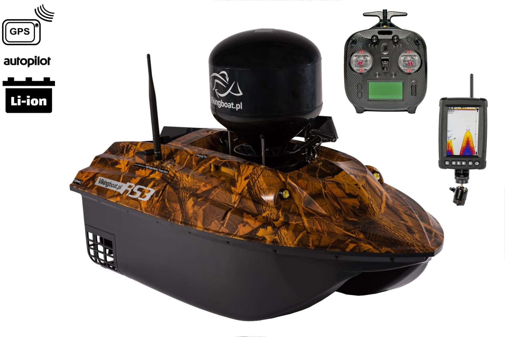 Viking Boat RS3 CAMO - (Echolot T600 + Futterstreuer)