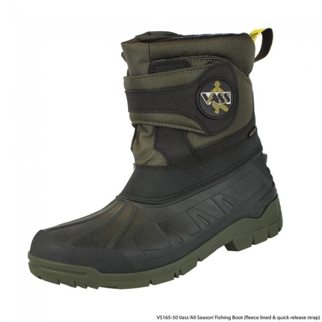 Vass Fleece Lined Boot with Strap (Black & Green)