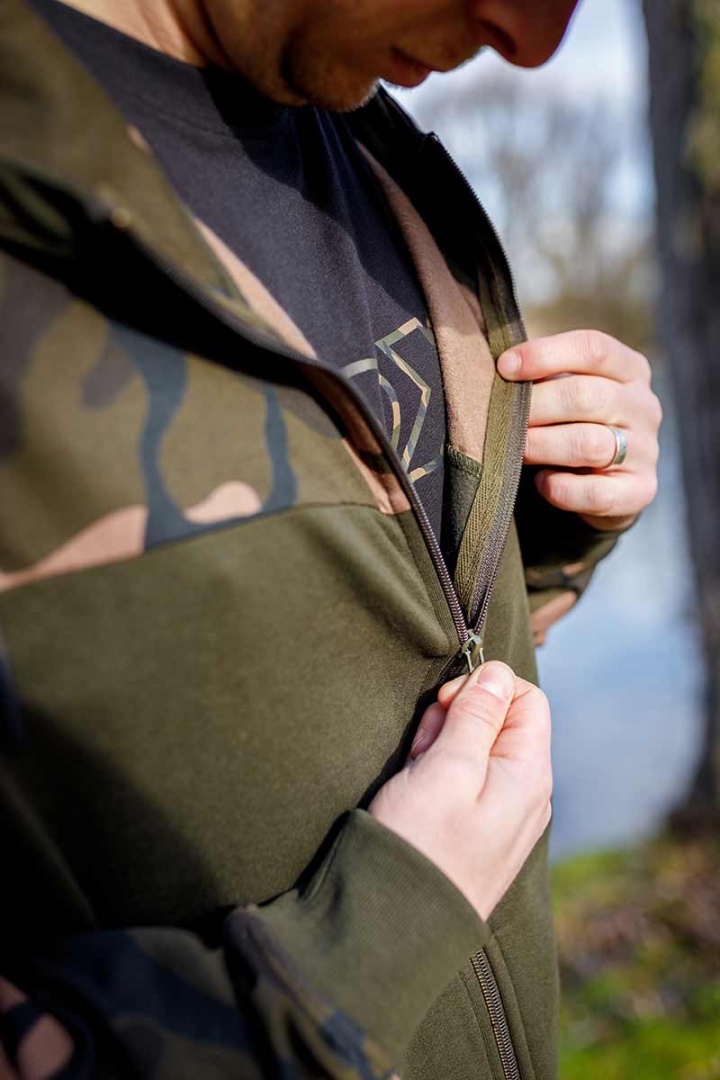 Fox LW Khaki / Camo Split Zip Hoody