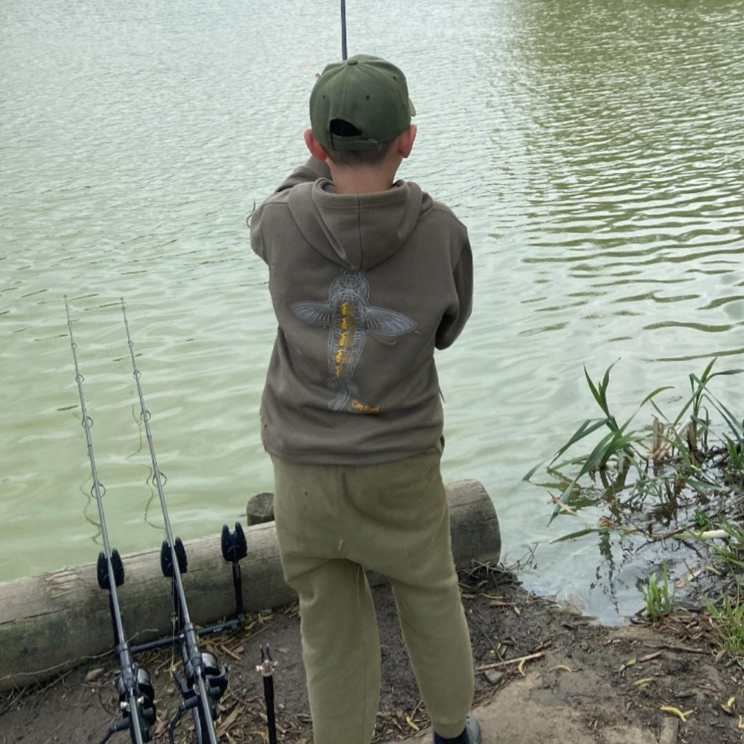 Vass Carp Rising Hoody Black - Kids Khaki Edition