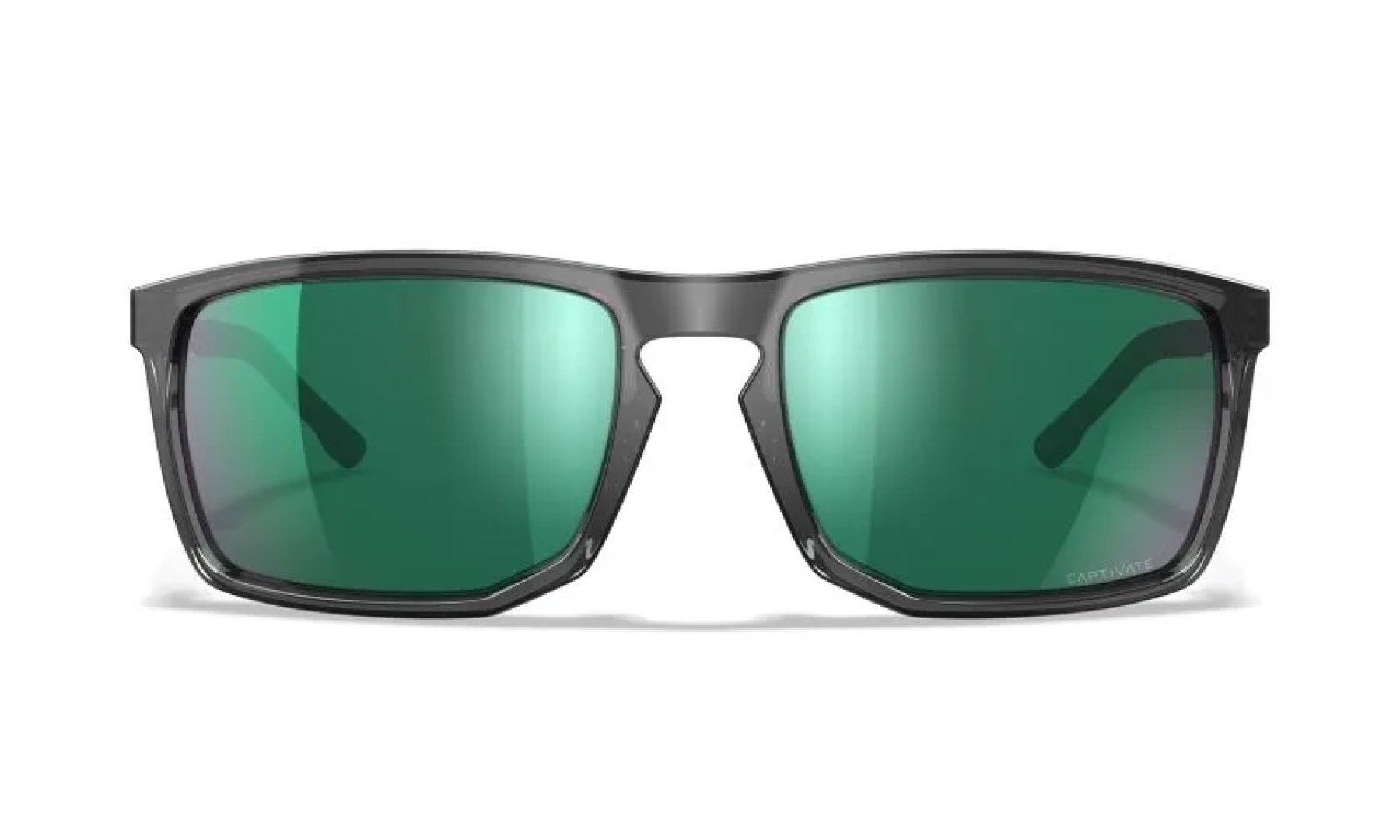 WileyX AXE Captivate Polarized Green Mirror Amber Gloss Crystal Grey Frame
